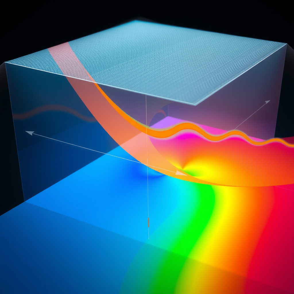 Three-dimensional visualization of latent space with color-coded vectors showing semantic directions and interpolation paths for controlling video generation parameters including motion, style, and content attributes